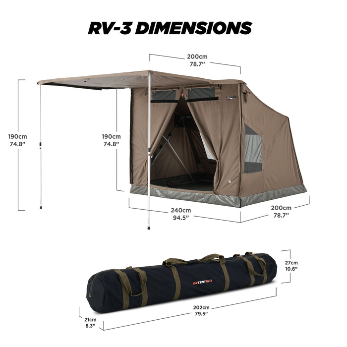 tent dimension Oztent RV-3 Tent